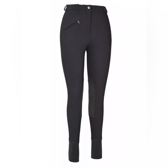 TuffRider Women's Ribb Knee Patch Regular Breeches, Black, Size 34 - Picture 1 of 9
